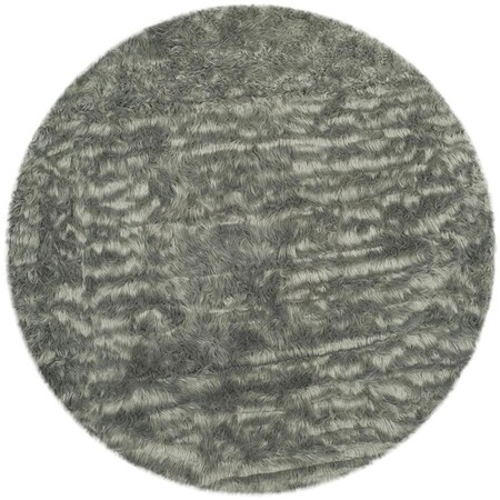 Safavieh 5 x 5 ft. Faux Sheep Skin Power Loomed Rug, Round - Grey FSS235D-5R